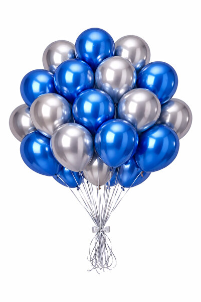 Gemar Chrome Balloons 13 Inch 25 Pieces in Blue, Gray Colors.