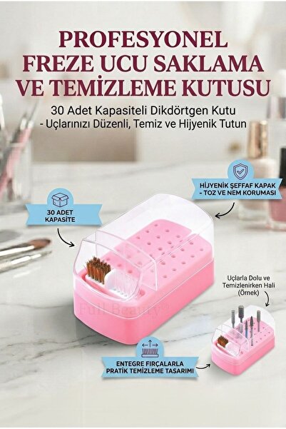 Full Beauty Profesyonel Freze Ucu Saklama Kutusu Şeffaf Kapaklı Organizer Sta...