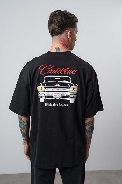 Respire Muška Cadillac majica sa printom, oversize, crna