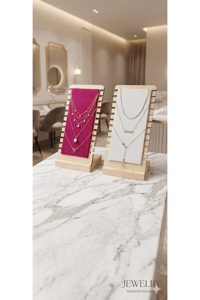 segalife 2-Piece Decorative Wooden Jewelry Organizer Stand Necklace Bracelet Accessory Organizer (Bordo-Cream) Gift