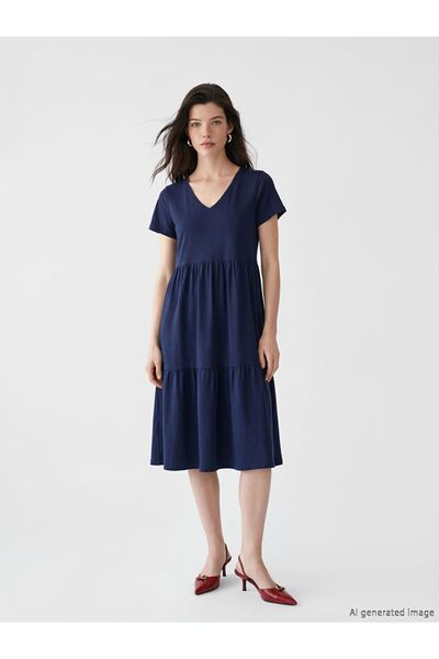 LC Waikiki LCW Comfort Φόρεμα με V-λαιμόκοψη και στρώσεις