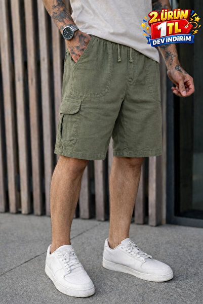 DAMGA JEANS Ανδρικό σορτς Trend με χαμηλή μέση γραμμή, τσέπες cargo και φαρδι...