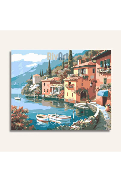 RivArte Sayılarla Boyama Seti Huzurlu Sahil Kasabası 40x50cm Manzaralar