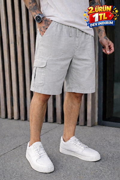 DAMGA JEANS Ανδρικό σορτς Trend με χαμηλή μέση γραμμή, τσέπες cargo και χαλαρ...