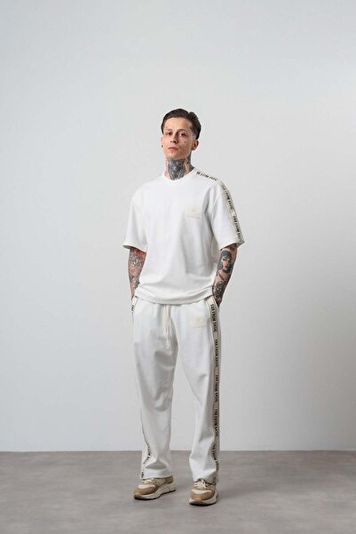 Respire Men's Ffb Stripe Detailed Regular Fit Tracksuit Set Ecru