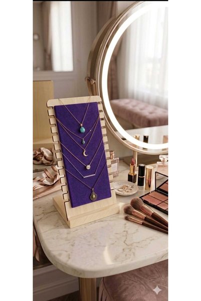 segalife Decorative Wooden Purple Jewelry Organizer Stand Necklace Bracelet Accessory Organizer Gift