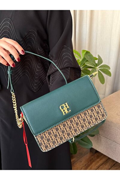 Ch Luxury Women's Embossed Leather Crossbody Bag with Gold Chain Strap