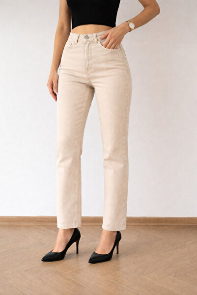 DELDNM Yasmina Γυναικεία Ψηλόμεση Λύκρα Άνετα Τζιν Mom Boyfriend