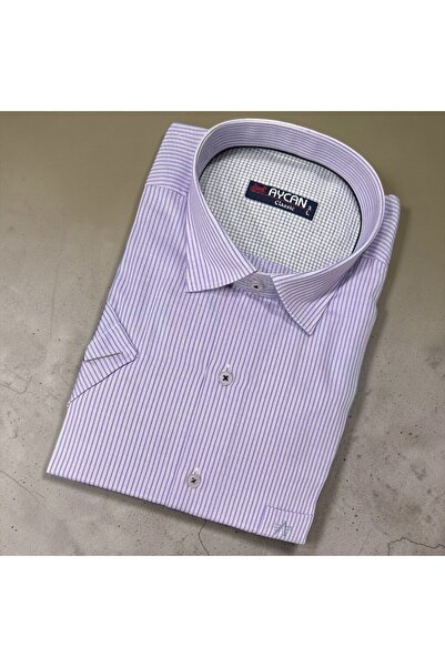 EREN STYLE Λινό κλασικό πουκάμισο από 100% βαμβάκι με κοντά μανίκια και αντιι...