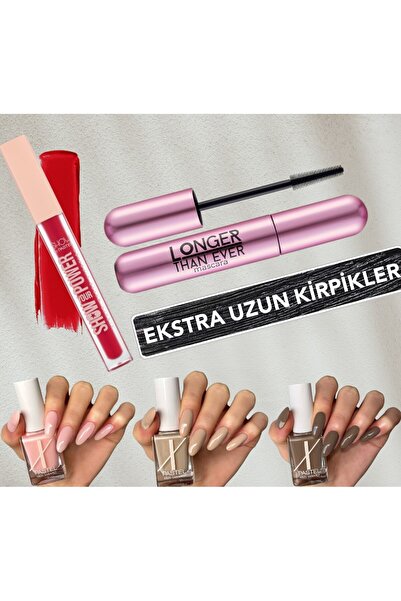 Pastel X Arzu Sabancı Oje Set 1 + Show Mat Ruj 607 + FlormarMaskara