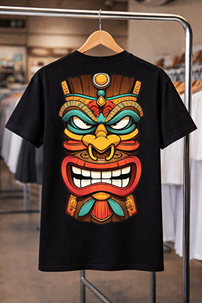Arv T-shirt تي شيرت بتصميم قناع قبلي كبير الحجم