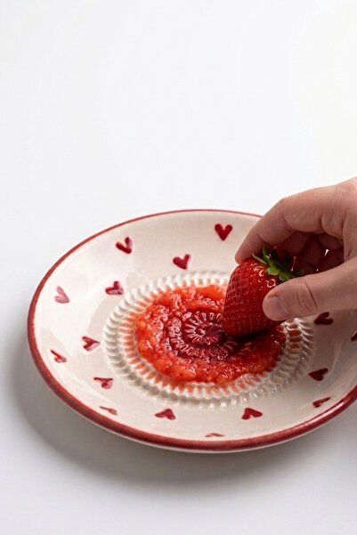 evcime El Yapımı Seramik Rende Tabağı (13 cm) –Sarımsak, Zencefil, Meyve Püresi ve Bebek Maması Hazırlayıcı