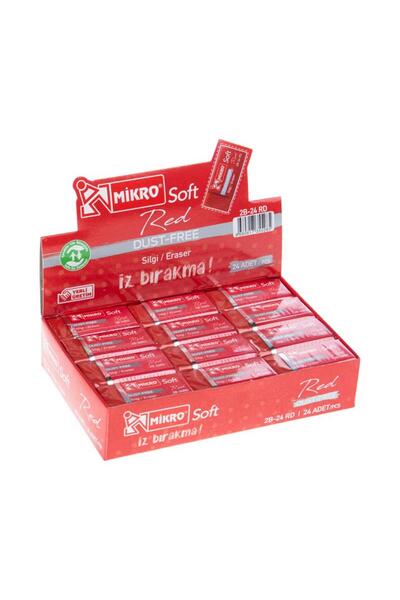 ŞAHİN KIRTASİYE Micro Eraser 2B-24Rd Red Soft - Pack of 24