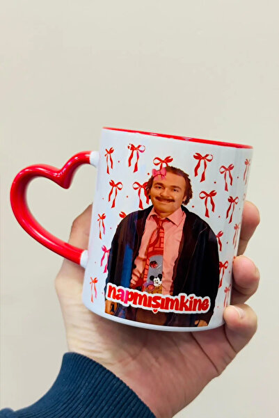 Namgo كوب بورخان ألتينتوب نابمشيمكين من البورسلين بتصميم قلب أحمر