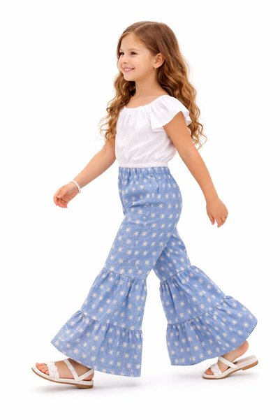 özge başaran Kız Çocuk 2’li Poplin Bluz Denim Takım