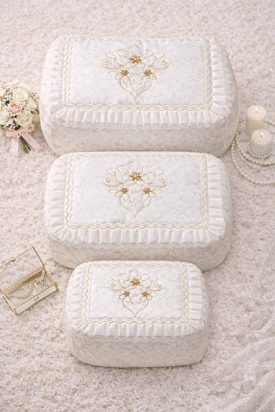 Hig Store Σετ 3 τεμαχίων βελούδινων λουλουδιών με γαλλικό γκιπούρ, πακέτο προ...