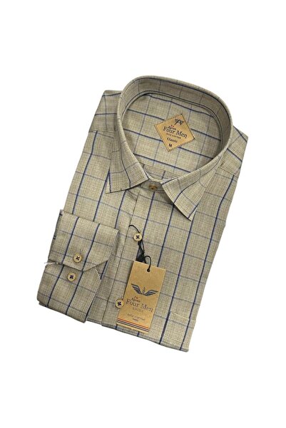 EREN STYLE Λινό Κλασικό Πουκάμισο 100% Βαμβακερό Μακρυμάνικο Αντιιδρωτικό