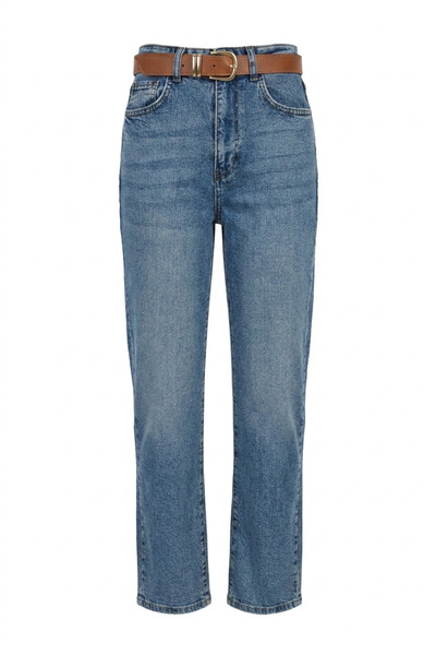 HAZELANNA Μπλε τζιν με καφέ ζώνη, που πλένεται