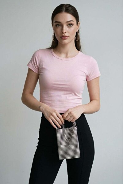 Seeh Ροζ Βασικό Γυναικείο T-Shirt / Εφαρμοστό Κόψιμο SH373