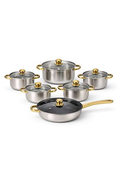 opulentmaison Σετ μαγειρικών σκευών – 12 τεμάχια, γυάλινα καπάκια