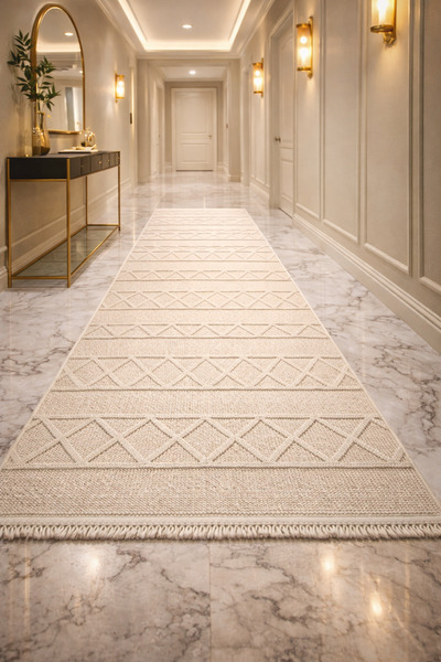 Natural Curly Soft Textured Scandinavian Runner Woven Carpet Living Room Kitchen Carpet Corridor