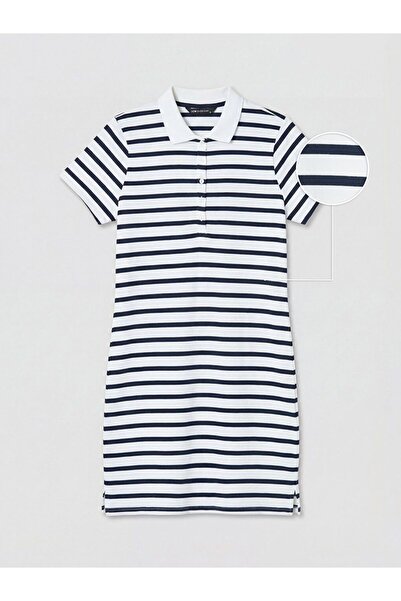 LC Waikiki Μίνι φόρεμα πικέ με ριγέ λαιμόκοψη πόλο