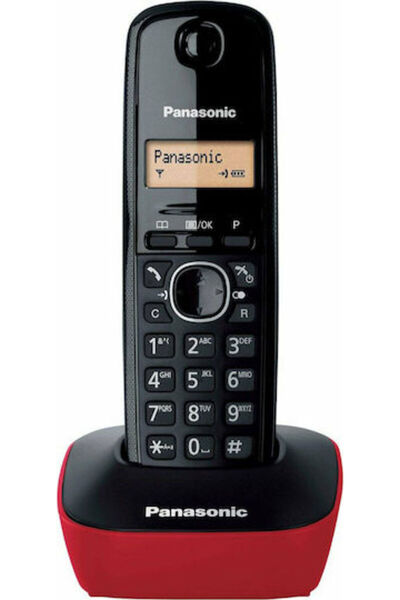 PANASONIC KX-TG1611 Ασύρματο Τηλέφωνο με Ελληνικό Μενού Μαύρο-Κόκκινο