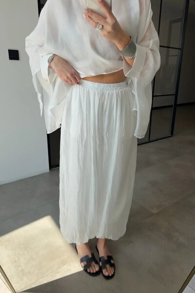 Suziş Wrinkled Fabric Elastic Shalwar Model Pants 51253