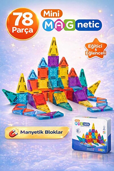 Oyunsal 78 Parça Manyetik Mini Blok Seti | Metal Kutulu STEM Eğitici Oyuncak ...
