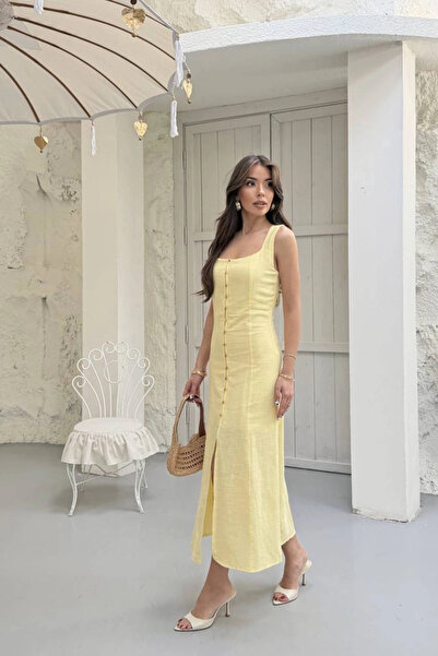 Lusin Γυναικείο ροζ φόρεμα με λουράκια και κουμπιά, καλοκαιρινό, στενή γραμμή...