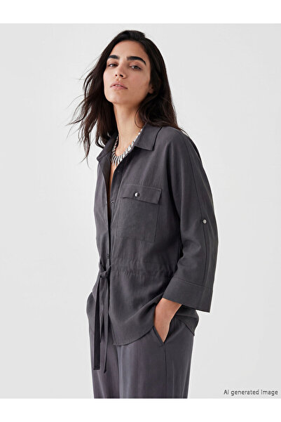 LC Waikiki Lcw Vision Gray Regular Fit Women's Shirt with Nevavm Difference -...