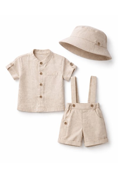 Junior Class Boys & Baby 3-Piece Hat & Suspender Shorts Set Summer