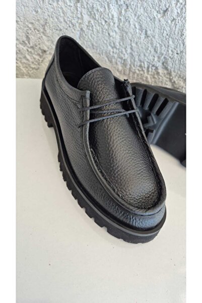 EREN SHOES BAG حذاء SISLE من الجلد الطبيعي باللون الأسود، حذاء يومي برباط ونع...