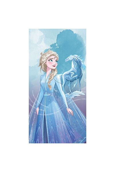 Disney Frozen Βαμβακερή πετσέτα θαλάσσης, Έλσα και το άλογό της, 140x70 εκ. Μπλε