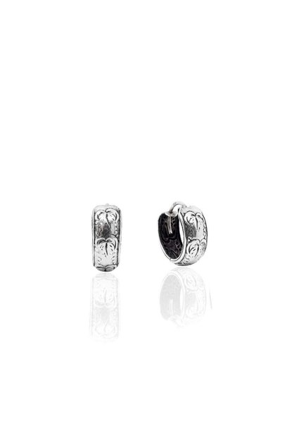 oya silver Minimal Etnik Vintage Motifli Gümüş Halka Küpe 1.4x1.4cm [OYSY309]