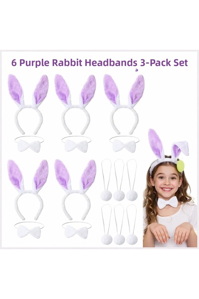 Mustran Σετ Σκηνικού Λιλά Κουνέλι 6 &amp; # Σετ 39 τεμαχίων Κορώνα Παπιγιόν Τ...