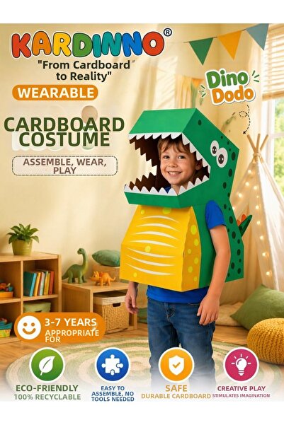 Kardinno Κοστούμι γενεθλίων για παιδιά με φορετή στολή από χαρτόνι Crazy Dino...