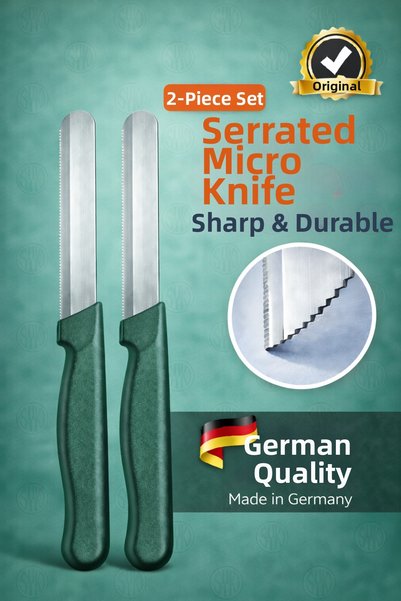 Syku 2-Piece Serrated Micro Knife – German Quality, Sharp and Durable, Micro Vegetable Knife with Color Options