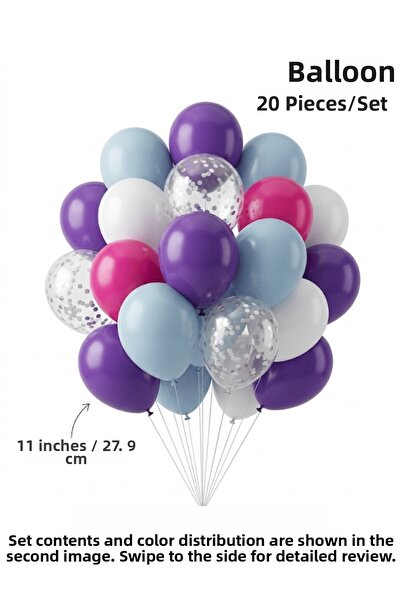 Bunloon Purple Blue Mermaid Themed Balloon Set 20 Pieces Girls Birthday Party...
