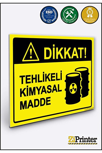 ZiPrinter انتبه! لافتة تحذير من المواد الكيميائية الخطرة ديكوتا 25x35 سم