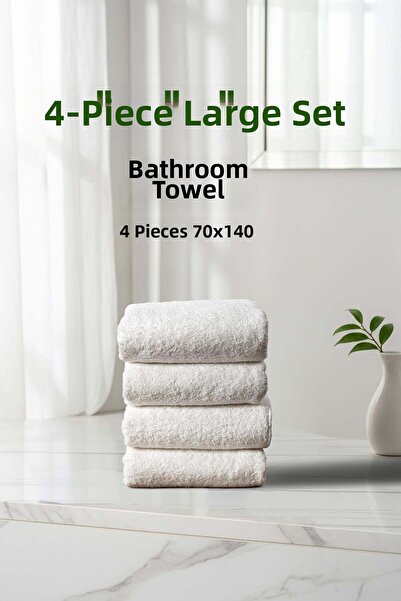 Cotto Home Σετ 4 τεμαχίων καρό λευκό χρώμα από μαλακό βαμβακερό σετ πετσετών ...