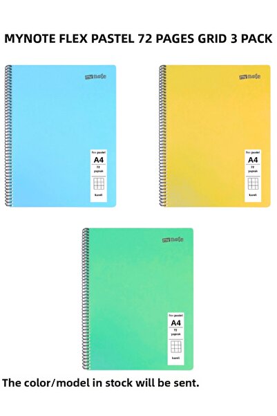 Mynote FLEX Παστέλ Τετράδιο Α4 72 Φύλλα Καρό 3 Τεμάχια