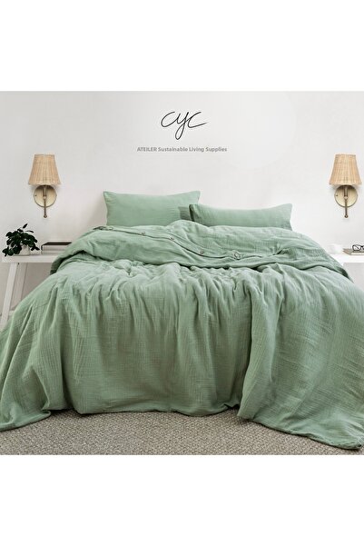 Cyc Atelier 100% Organic Cotton Muslin Anti-Sweat Pillow Pcs Single Duvet Cov...