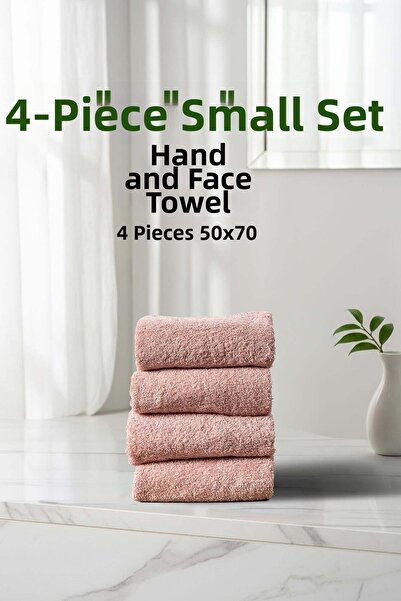 Cotto Home Σετ 4 τεμαχίων ριγέ πετσέτες προσώπου από μαλακό βαμβάκι σε χρώμα ...