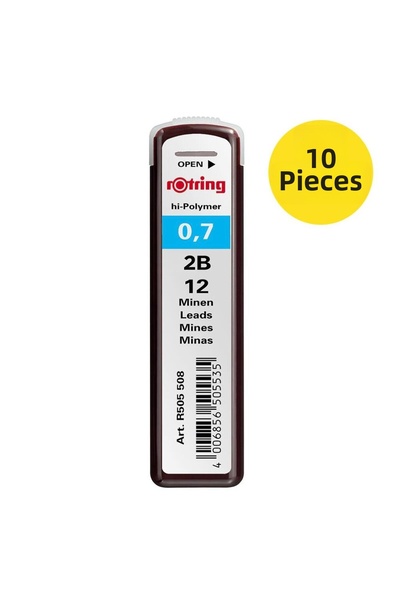 Rotring رأس قلم رصاص 0.7 ملم - 2B × 10 قطع (علبة)