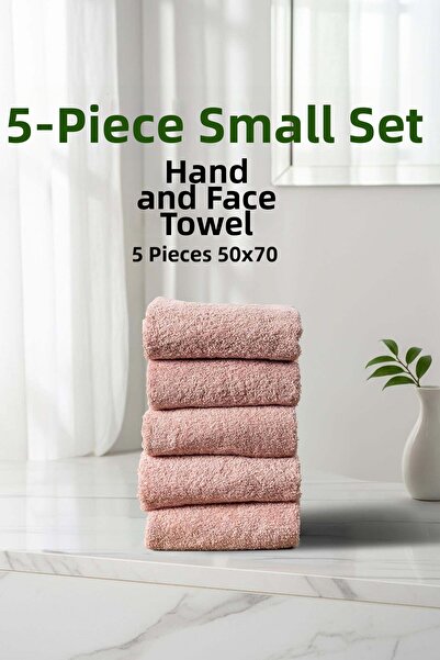 Cotto Home Σετ 5 τεμαχίων ριγέ πετσέτες χεριών και προσώπου από απαλό βαμβάκι...