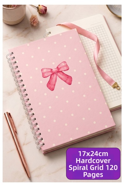 Artlantis Pink Hard Cover Spiral Squared Notebook 17X24Cm 120 Sheets 1 Piece ...