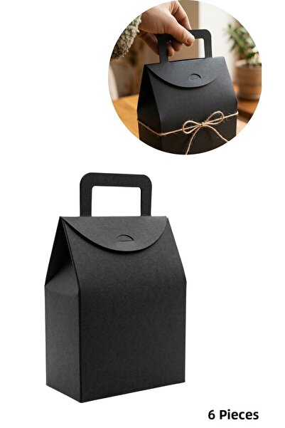 roco paper Μαύρη τσάντα δώρου για μπισκότα-Σετ 6 τεμαχίων, Κουτί δώρου για γά...