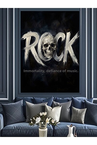 Artmeg Rock Music Themed Skull Decorative Canvas - Mdf Wood Painting