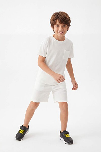 TRENDYOLKIDS Εκρού απλό πλεκτό κάτω-κορυφή κοστούμι TKDSS25AU00130